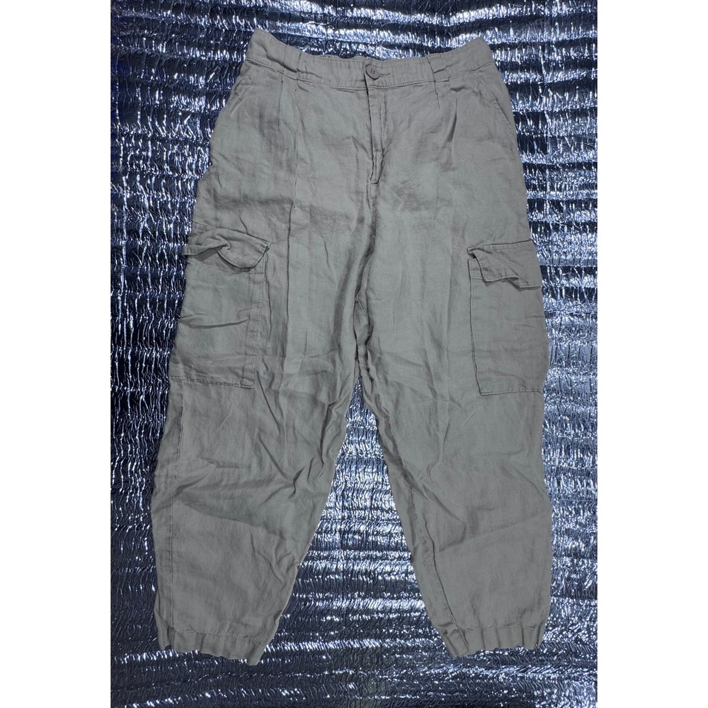 United Colors of Benetton Pure Linen Cargo Pants Beige Women US 6 IT 42